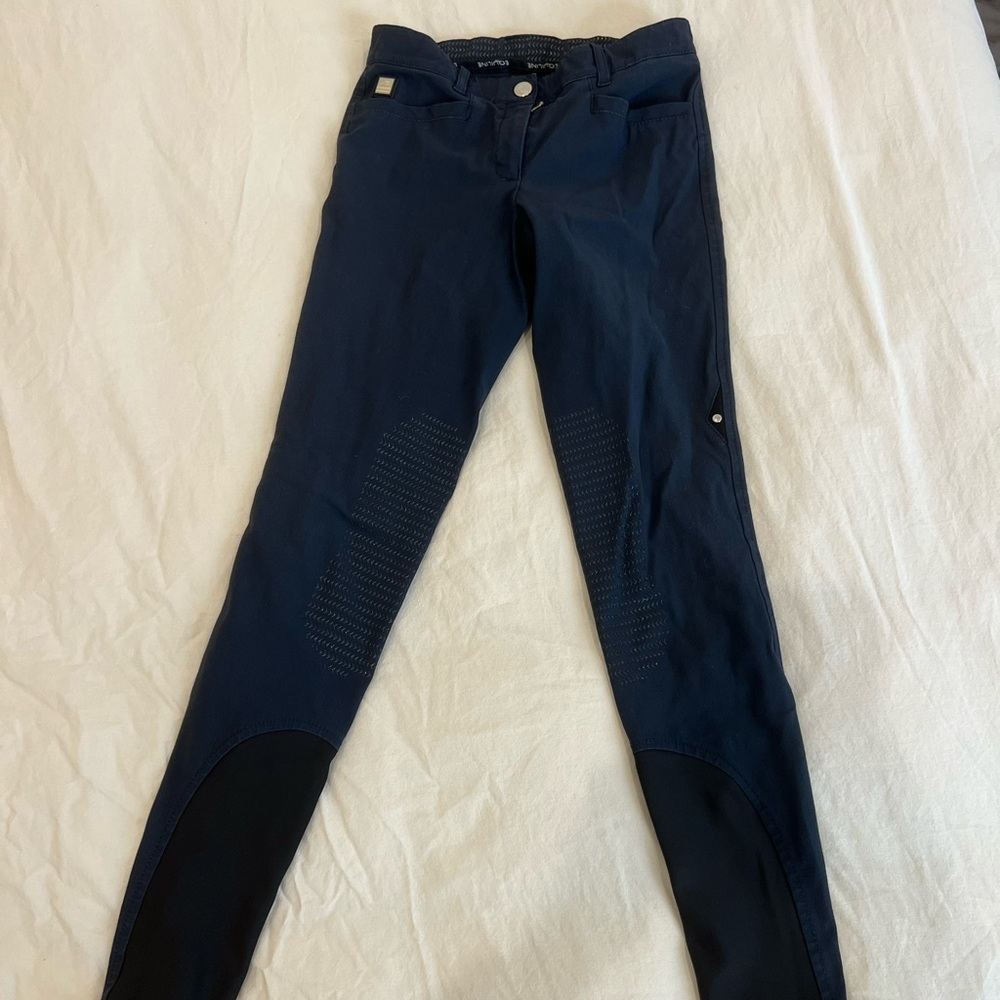 Equiline Women's Ash Riding Breeches with X-Grip Knee Patch. Size IT 42. Navy.